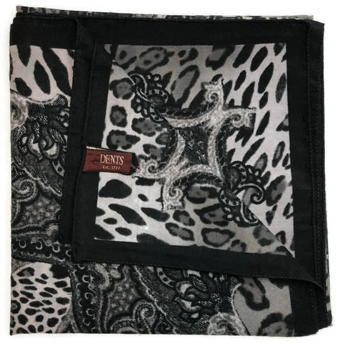 Darrahopens Women's Fashion > Accessories DENTS Ladies Animal Print & Paisley Scarf MADE IN ITALY Womens Warm Winter - Black