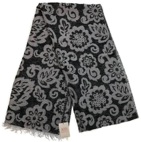 Darrahopens Women's Fashion > Accessories DENTS Large Pashmina Style Scarf w Floral Design Wool Blend Warm Winter  - Black