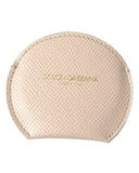 Darrahopens Women's Fashion > Accessories Dolce & Gabbana Women's Beige Calfskin Leather Round Logo Hand Mirror Holder - One Size