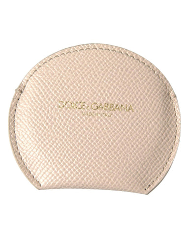 Darrahopens Women's Fashion > Accessories Dolce & Gabbana Women's Beige Calfskin Leather Round Logo Hand Mirror Holder - One Size