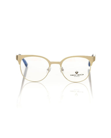 Darrahopens Women's Fashion > Accessories Gold Metal Clubmaster Eyeglasses with Geometric Pattern Temple One Size Women