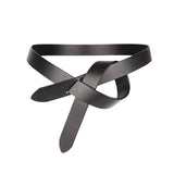 Darrahopens Women's Fashion > Accessories Peroz Arla Women's Black Leather Knotted Belt