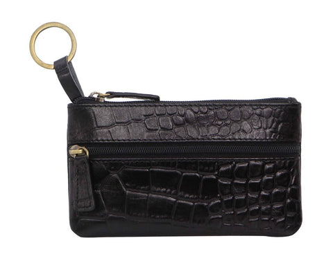 Darrahopens Women's Fashion > Accessories Pierre Cardin Ladies Womens Genuine Leather RFID Coin Purse Wallet - Black (Croc)
