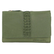 Darrahopens Women's Fashion > Accessories Pierre Cardin Leather Ladies Woven Design Tri-fold Wallet in Leaf Green