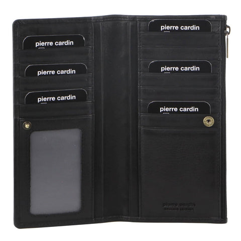 Darrahopens Women's Fashion > Accessories Pierre Cardin Perforated Leather Ladies Handy Travel Wallet - Black