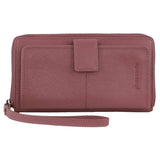 Darrahopens Women's Fashion > Accessories Pierre Cardin Womens Leather Zip Around Wallet w/ Wristlet in Rose
