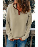 Darrahopens Women's Fashion > Activewear Azura Exchange Contrast Binding Snap Button Geometric Pullover Sweatshirt - M