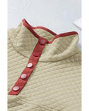 Darrahopens Women's Fashion > Activewear Azura Exchange Contrast Binding Snap Button Geometric Pullover Sweatshirt - M