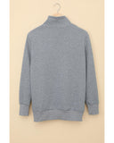 Darrahopens Women's Fashion > Activewear Azura Exchange Quilted Stand Neck Pullover Sweatshirt with Fake Front Pocket - S