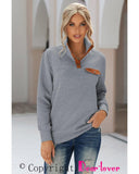 Darrahopens Women's Fashion > Activewear Azura Exchange Quilted Stand Neck Pullover Sweatshirt with Fake Front Pocket - S