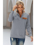 Darrahopens Women's Fashion > Activewear Azura Exchange Quilted Stand Neck Pullover Sweatshirt with Fake Front Pocket - S