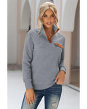 Darrahopens Women's Fashion > Activewear Azura Exchange Quilted Stand Neck Pullover Sweatshirt with Fake Front Pocket - S