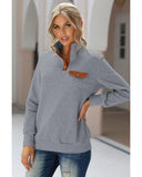 Darrahopens Women's Fashion > Activewear Azura Exchange Quilted Stand Neck Pullover Sweatshirt with Fake Front Pocket - S