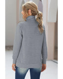 Darrahopens Women's Fashion > Activewear Azura Exchange Quilted Stand Neck Pullover Sweatshirt with Fake Front Pocket - S