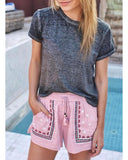 Darrahopens Women's Fashion > Bottoms Azura Exchange Embroidered Floral Tasseled Shorts - S