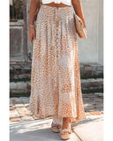 Darrahopens Women's Fashion > Bottoms Azura Exchange Flower Print Maxi Skirt with Smocked Waist and Button Slit - S