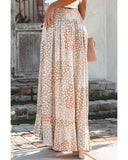 Darrahopens Women's Fashion > Bottoms Azura Exchange Flower Print Maxi Skirt with Smocked Waist and Button Slit - S