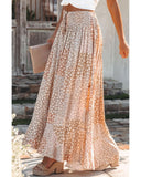 Darrahopens Women's Fashion > Bottoms Azura Exchange Flower Print Maxi Skirt with Smocked Waist and Button Slit - S