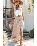 Darrahopens Women's Fashion > Bottoms Azura Exchange Flower Print Maxi Skirt with Smocked Waist and Button Slit - S