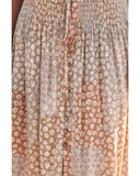 Darrahopens Women's Fashion > Bottoms Azura Exchange Flower Print Maxi Skirt with Smocked Waist and Button Slit - S