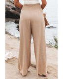 Darrahopens Women's Fashion > Bottoms Azura Exchange Smocked High Waist Wide Leg Pants in Khaki - XL