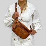 Darrahopens Women's Fashion > Handbags Pierre Cardin Women Sling Bum Bag Leather Crossbody Shoulder Travel Chest - Cognac