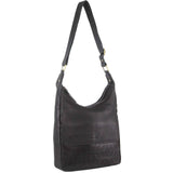 Darrahopens Women's Fashion > Handbags Pierre Cardin Womens Large Leather Multi Zip Perforated Cross-Body Bag - Black