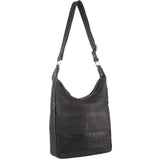 Darrahopens Women's Fashion > Handbags Pierre Cardin Womens Large Leather Multi Zip Perforated Cross-Body Bag - Black