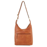 Darrahopens Women's Fashion > Handbags Pierre Cardin Womens Large Leather Multi Zip Perforated Cross-Body Bag - Cognac