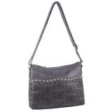 Darrahopens Women's Fashion > Handbags Pierre Cardin Womens Leather Perforated Cross-Body Bag with stud Detailing - Teal