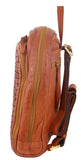 Darrahopens Women's Fashion > Handbags Pierre Cardin Woven Leather Ladies Backpack Bag Travel - Cognac