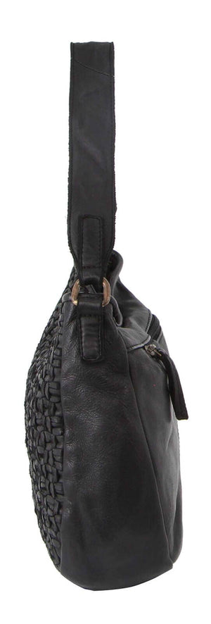 Darrahopens Women's Fashion > Handbags Pierre Cardin Woven Leather Ladies Cross-Body Bag - Black