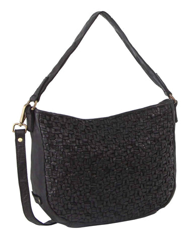 Darrahopens Women's Fashion > Handbags Pierre Cardin Woven Leather Ladies Cross-Body Bag - Black
