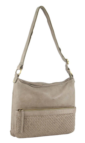 Darrahopens Women's Fashion > Handbags Pierre Cardin Woven Leather Ladies Cross-Body Bag Handbag - Taupe
