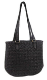 Darrahopens Women's Fashion > Handbags Pierre Cardin Woven Leather Ladies Shoulder Bag - Black