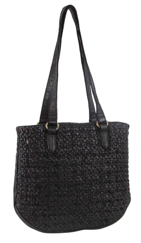 Darrahopens Women's Fashion > Handbags Pierre Cardin Woven Leather Ladies Shoulder Bag - Black