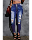 Darrahopens Women's Fashion > Jeans Azura Exchange Button Front Frayed Ankle Skinny Jeans - XL