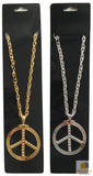 Darrahopens Women's Fashion > Jewellery PEACE Sign Metal Necklace Chain Hippie Costume Party Pendant Chain Jewellery 70s 60s - Gold