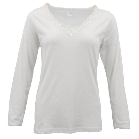 Darrahopens Women's Fashion > Sleepwear Womens Merino Wool Top Pants Thermal Leggings Long Johns Underwear Pajamas, Women's Floral Top - Beige B, 10-12