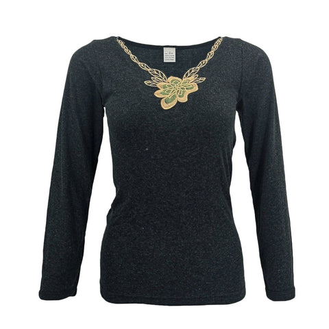 Darrahopens Women's Fashion > Sleepwear Womens Merino Wool Top Pants Thermal Leggings Long Johns Underwear Pajamas, Women's Floral Top - Black, 10-12