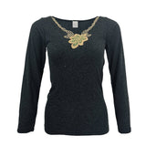 Darrahopens Women's Fashion > Sleepwear Womens Merino Wool Top Pants Thermal Leggings Long Johns Underwear Pajamas, Women's Floral Top - Black, 16-18