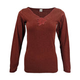 Darrahopens Women's Fashion > Sleepwear Womens Merino Wool Top Pants Thermal Leggings Long Johns Underwear Pajamas, Women's Floral Top - Burgundy, 10-12