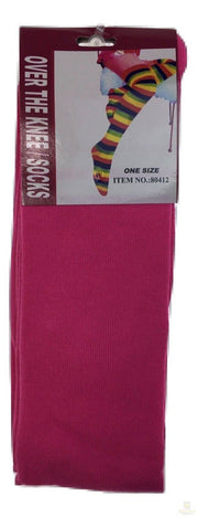 Darrahopens Women's Fashion > Socks & Hosiery OVER THE KNEE SOCKS Plain Striped High Thigh Ladies Long Womens Stripey Stocking - Plain Pink