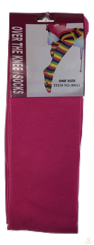 Darrahopens Women's Fashion > Socks & Hosiery OVER THE KNEE SOCKS Plain Striped High Thigh Ladies Long Womens Stripey Stocking - Plain Pink