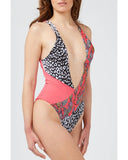 Darrahopens Women's Fashion > Swimwear Patterned Body Swimsuit with Wide Neckline M Women