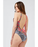 Darrahopens Women's Fashion > Swimwear Patterned Body Swimsuit with Wide Neckline M Women