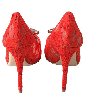 Darrahopens Women's Fashion > Thongs & Sandals Dolce & Gabbana Women's Red Taormina Lace Crystal Heels Pumps Shoes - 38 EU