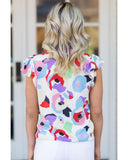 Darrahopens Women's Fashion > Tops & T-shirts Azura Exchange Abstract Print Ruffle Sleeve Smocked Blouse - L