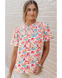 Darrahopens Women's Fashion > Tops & T-shirts Azura Exchange Abstract Print Smocked Puff Sleeves Blouse - S