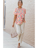 Darrahopens Women's Fashion > Tops & T-shirts Azura Exchange Abstract Print Smocked Puff Sleeves Blouse - S